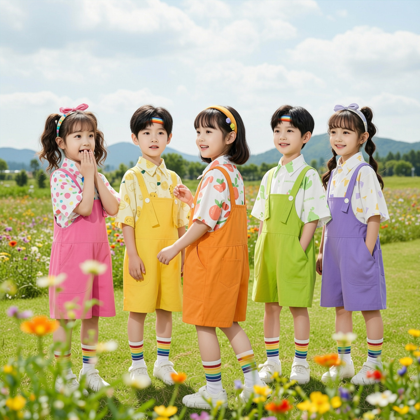 六一儿童表演服小学生背带裤套装