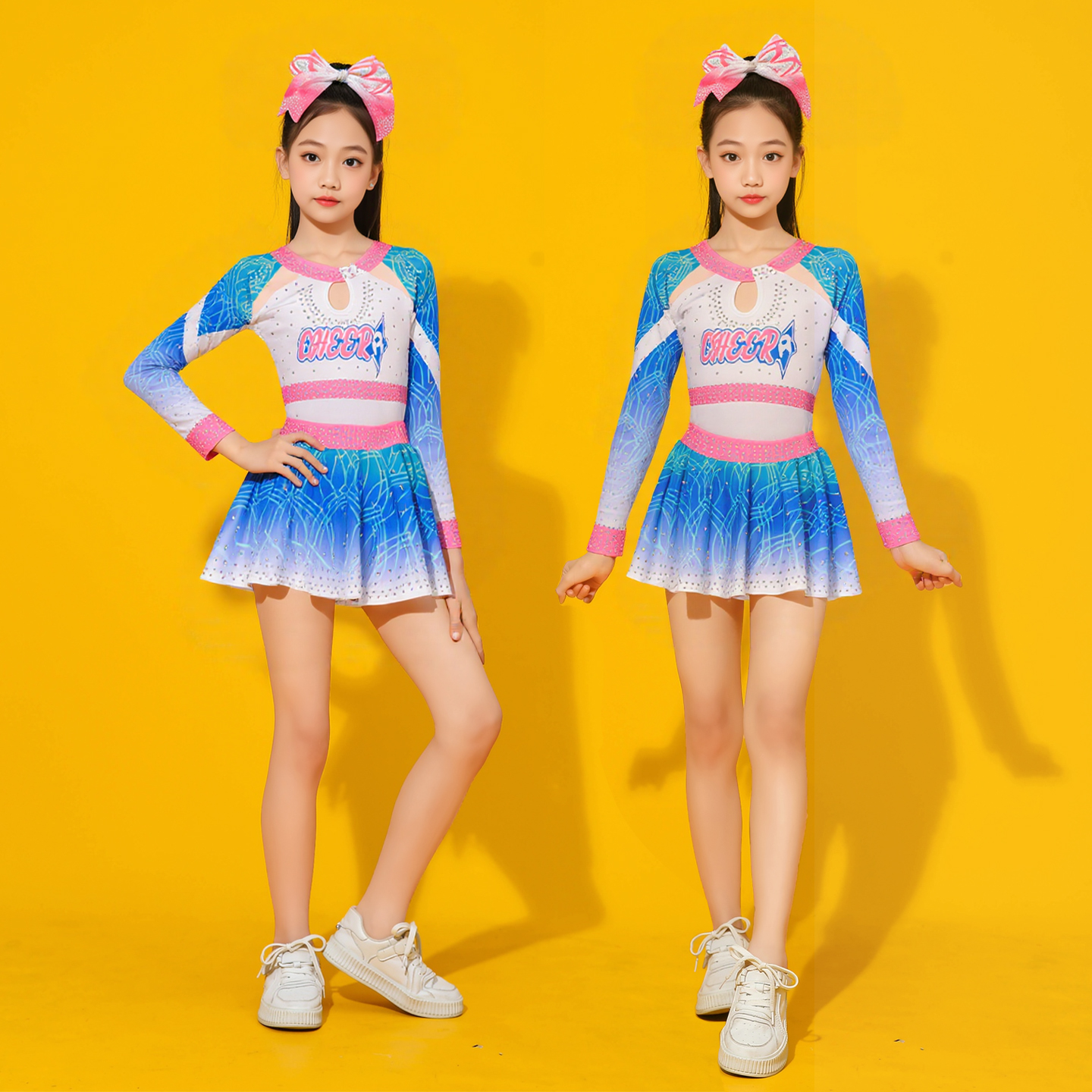 儿童花球啦啦操演出拉拉队表演女舞蹈服运动会健美操竞技比赛服装