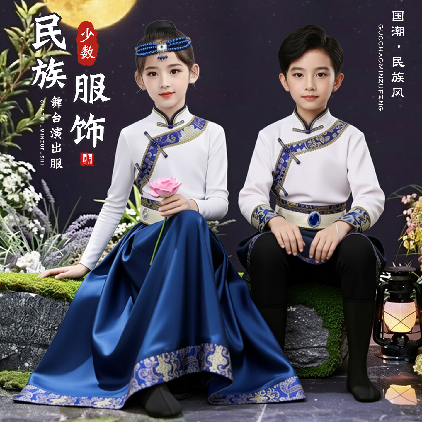 儿童蒙古族舞蹈服装女孩女童藏族