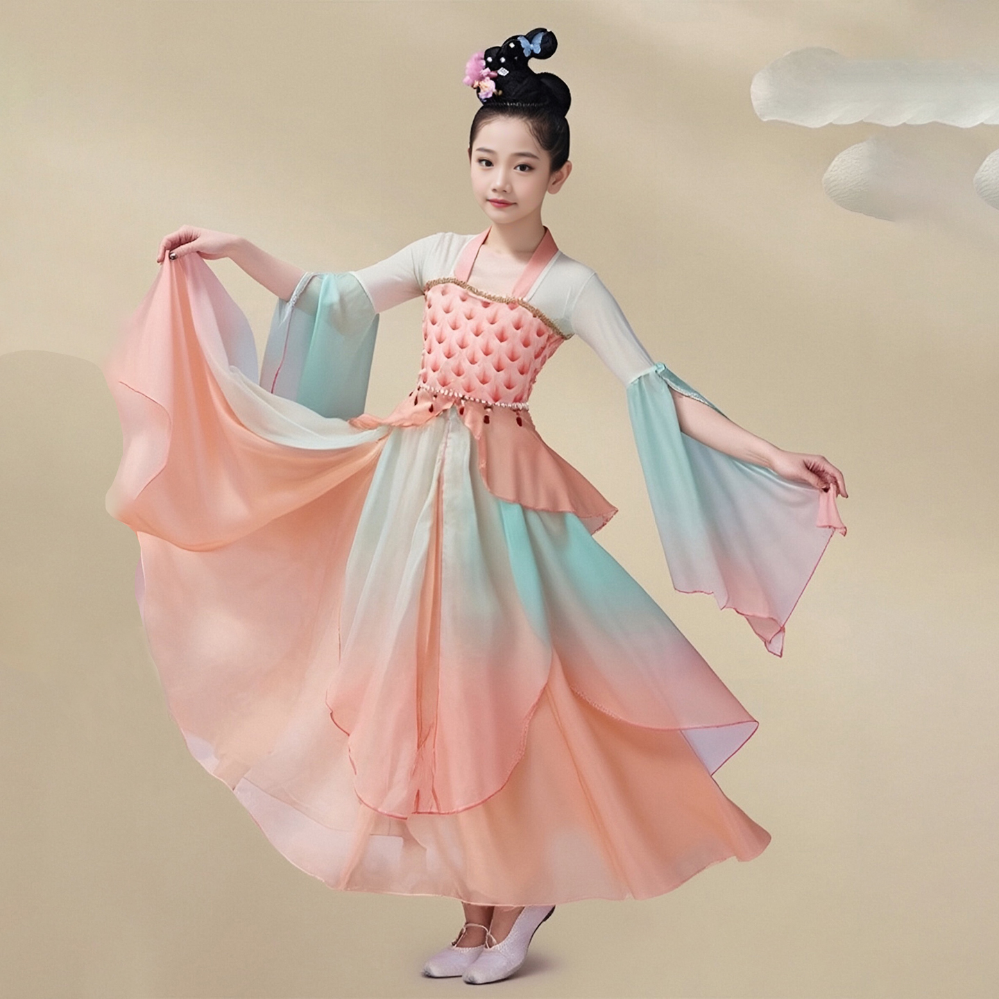 儿童古典舞演出服女飘逸仙气中国