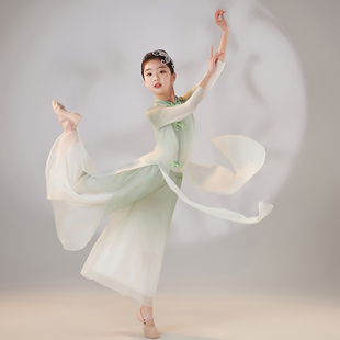 古典舞蹈服中国风弹力儿童女旗袍扇子舞中国舞身韵练功服装演出服