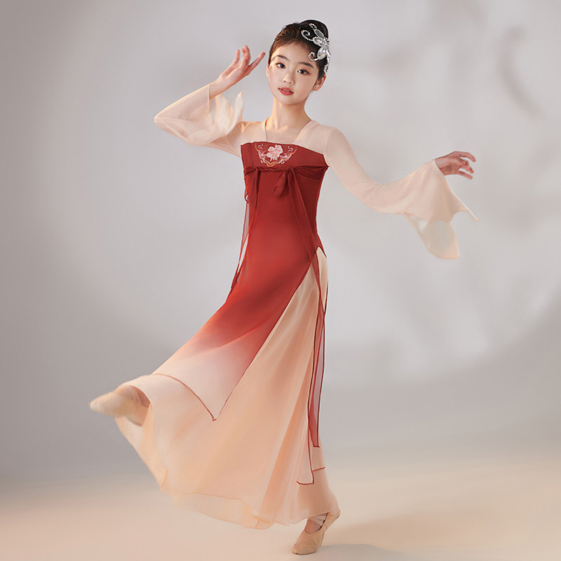 儿童古典舞演出服飘逸纱衣