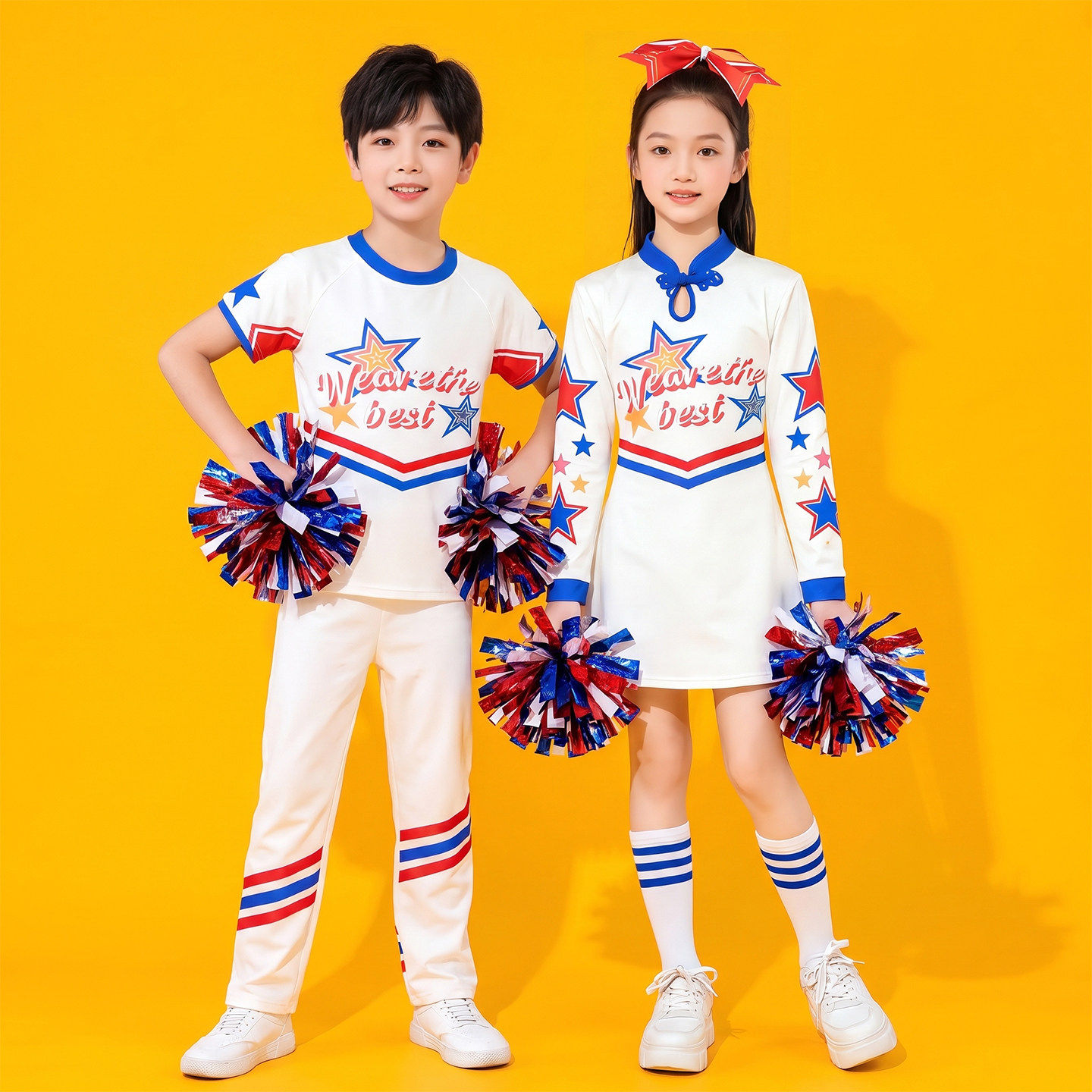 儿童啦啦操演出服长袖女童拉拉队