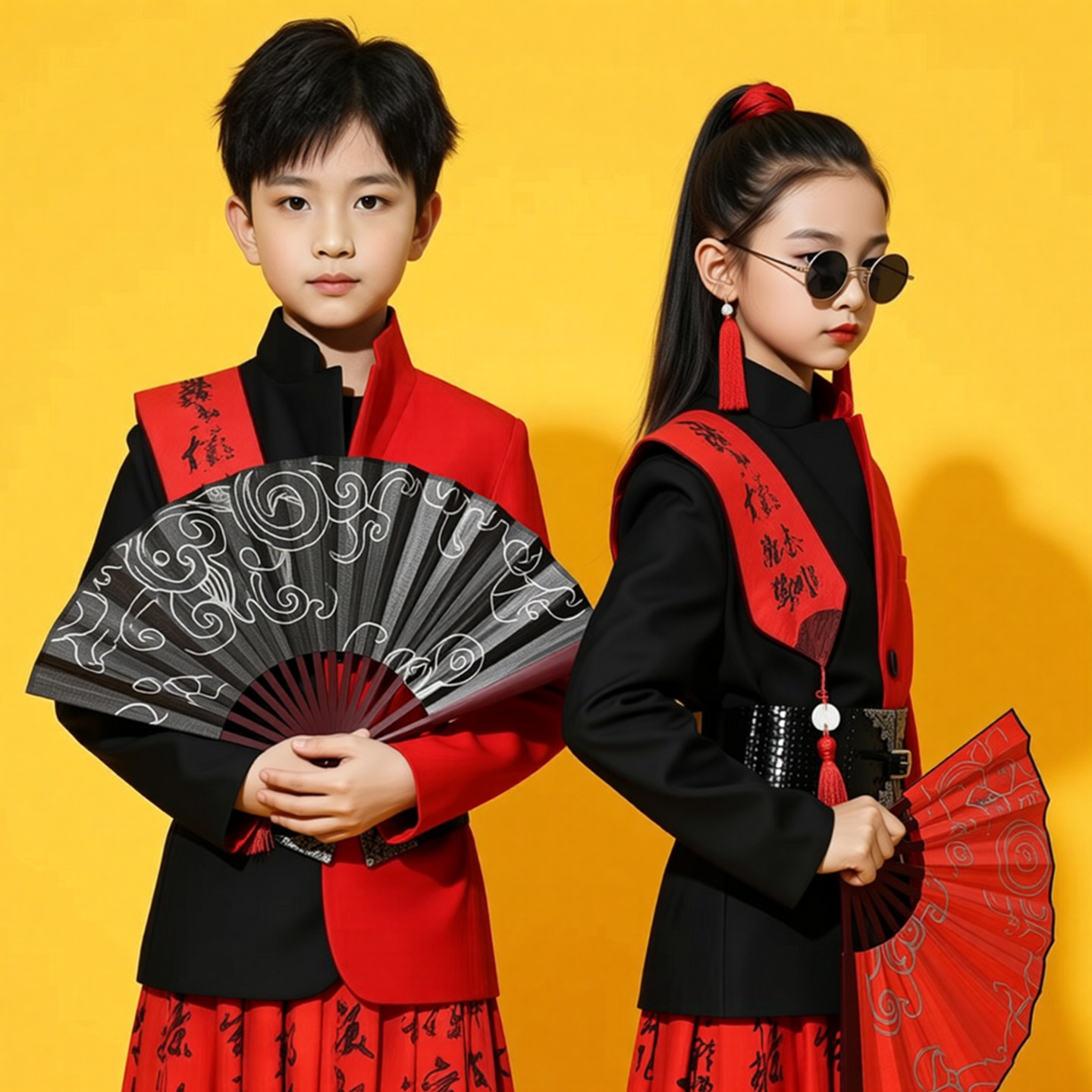 六一演讲朗诵演出服小学生新中式