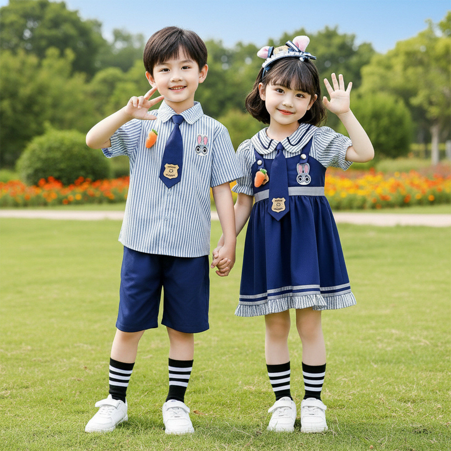 兔子警官儿童演出服夏装男童学院