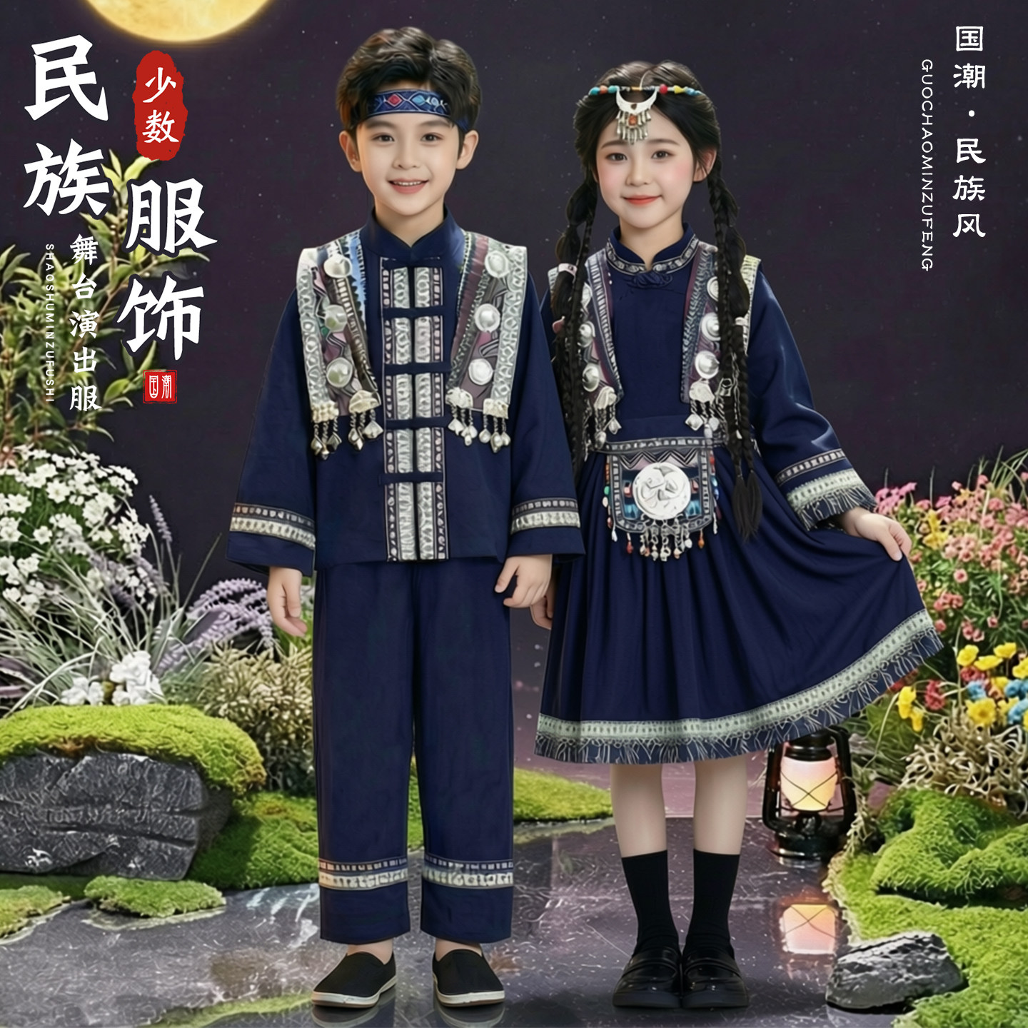 三月三民族服装儿童女广西壮族五图片