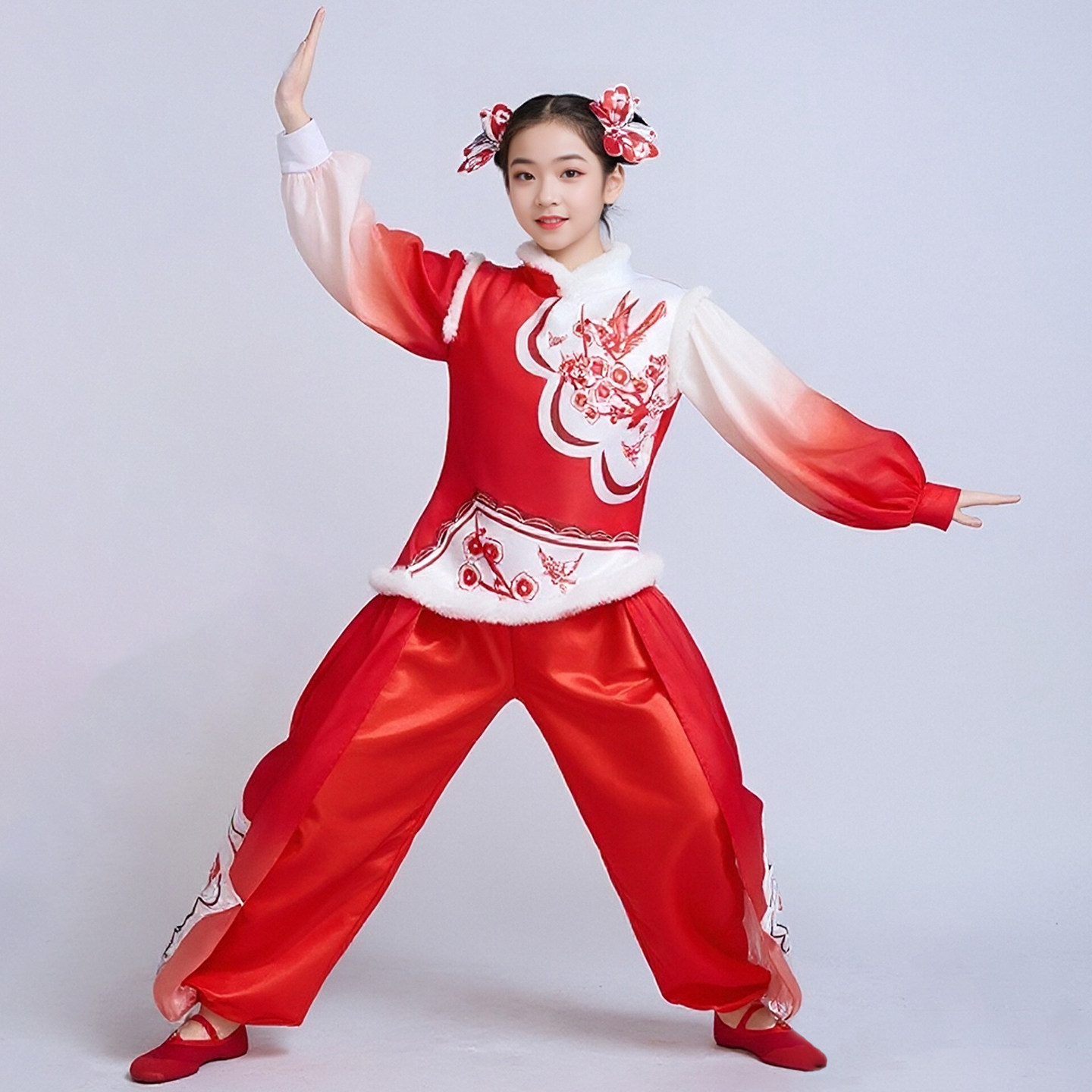 六一儿童喜庆拜年服中国风打鼓演出服梦娃灯笼秧歌服太平鼓表演服
