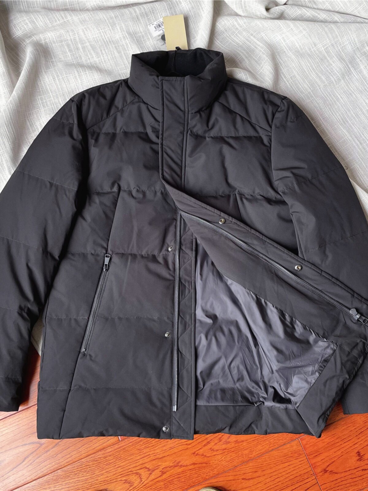 고품질 상품  3500+ 90 구스 다운 가을 겨울 초경량 남성 캐주얼 퓨어 블랙 스탠드 칼라 다운 재킷