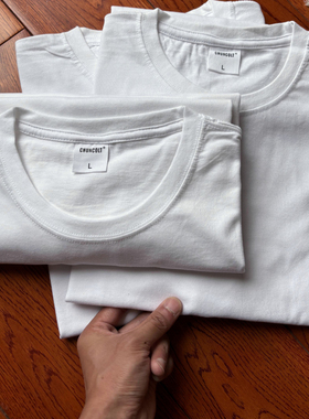 跑量价！夏季男女纯白色宽松纯棉圆领短袖T恤半袖衫基础百搭打底