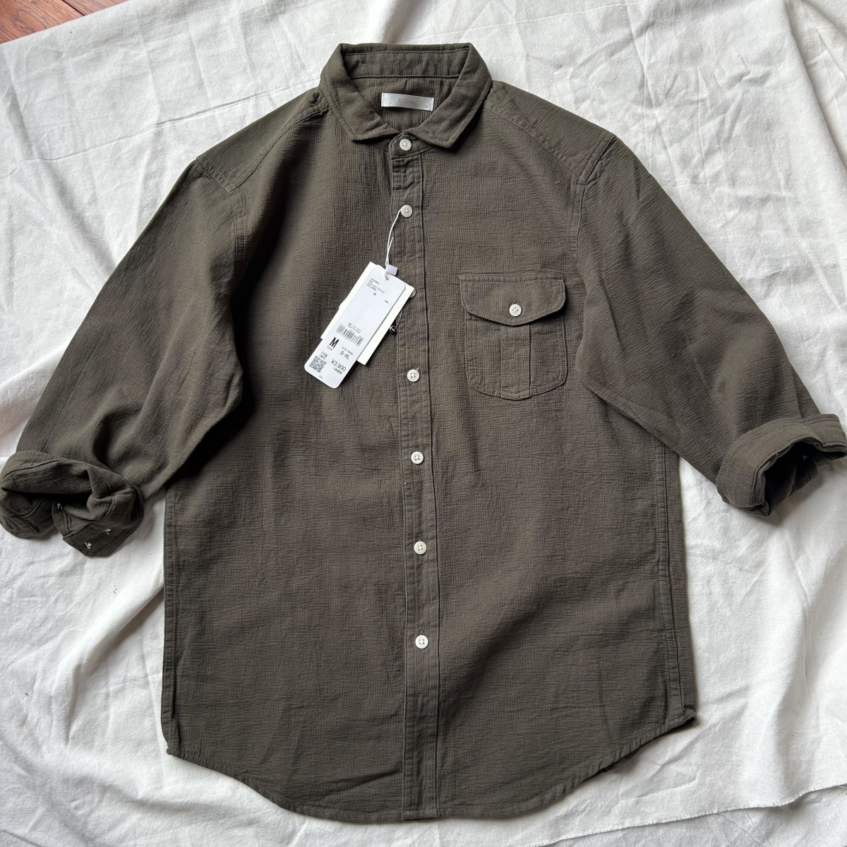 轻薄！夏季系列 纯棉七分袖日系男士简约纯色薄款短中袖衬衫7分袖