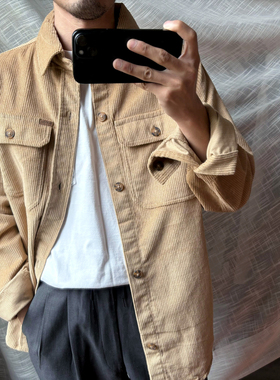 加厚！！109美金 男女秋冬厚款宽松纯棉色条绒灯芯绒夹克衬衫外套