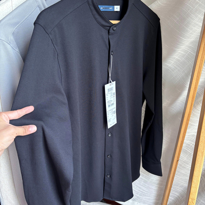 D系列 ！！高端面料！针织男式商务休闲春秋纯棉立领长袖衬衫衬衣