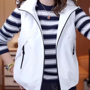 可拆卸帽子2026早春新款连帽休闲工装马甲女春秋拉链夹克背心外套