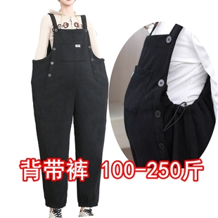 新款孕妇加绒背带裤200斤加肥加大码孕晚期初中期秋冬季加厚保暖