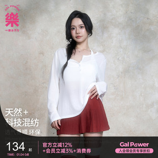 GalPower 雨露亚麻呼吸衫瑜伽普拉提运动罩衫轻薄健身长袖上衣