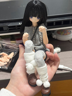 冬季白色翻遍针织毛球袜套1/6bjd特体azone心怡ob丽佳娃娃配饰