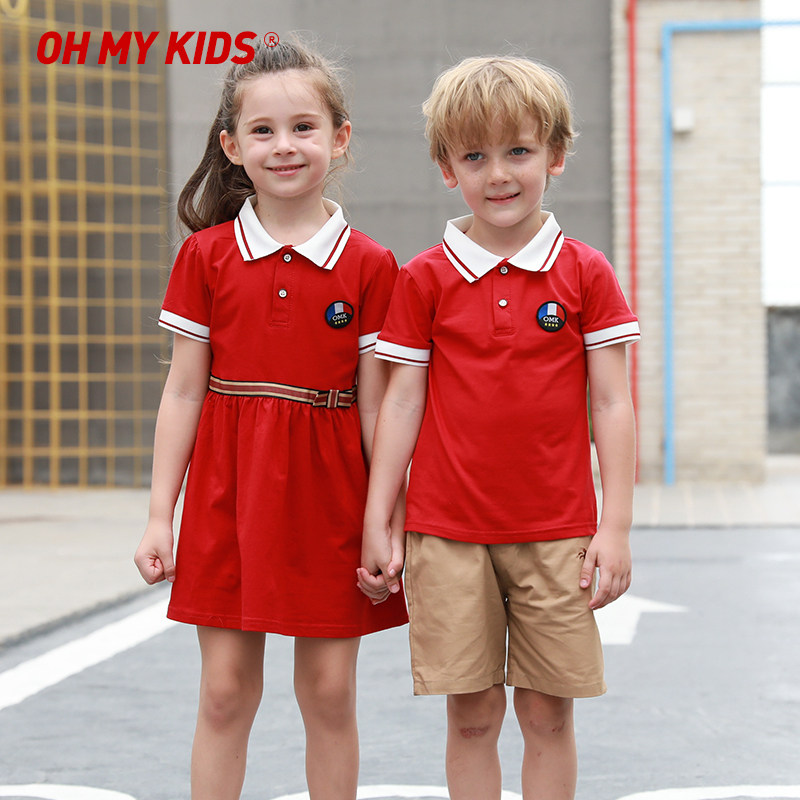 幼儿园园服夏装纯棉运动服短袖套装英伦风夏季儿童班服小学生校服