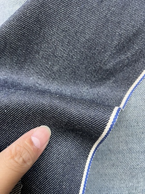 高品质 意大利Candiani赤耳丹宁白蓝边蓝灰牛仔布料单12oz