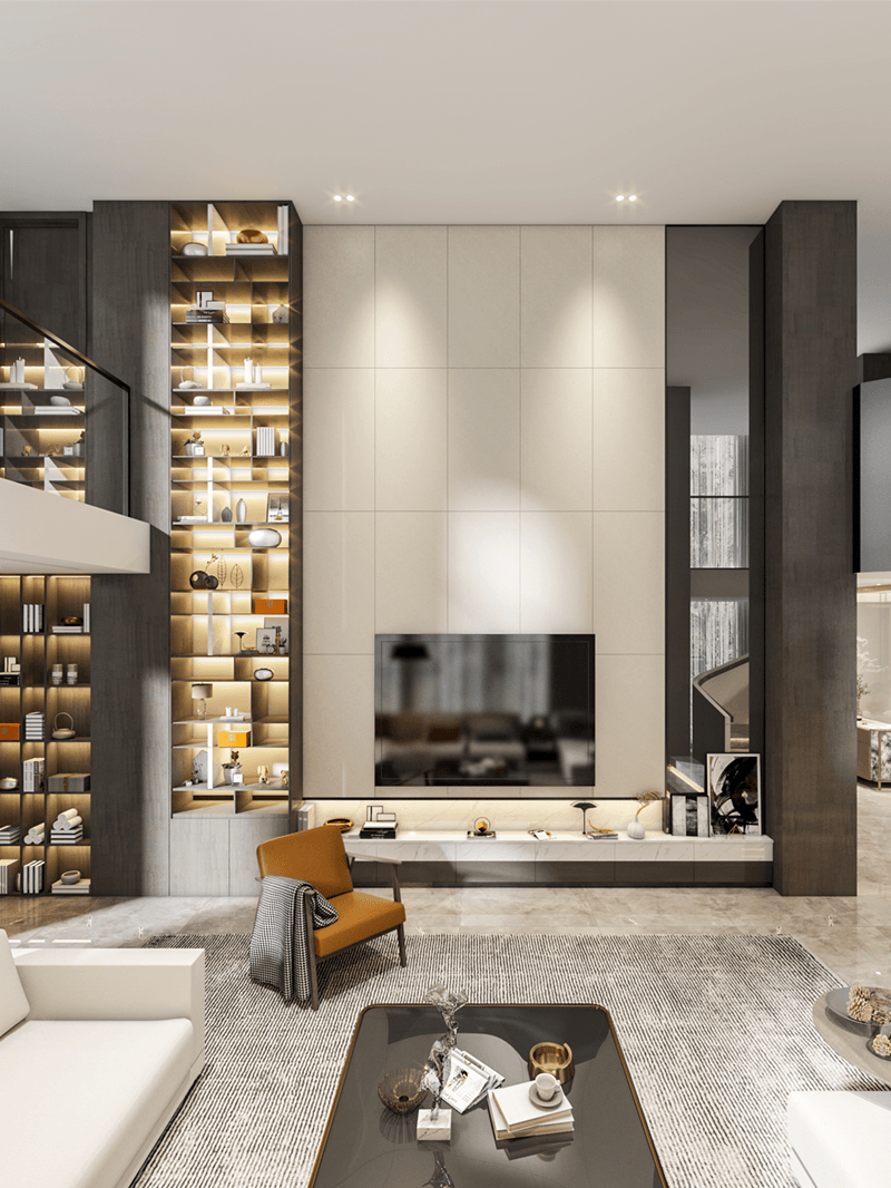 e1b4 梁志天设计现代轻奢九层超级别墅高清效果图cad施工图电气图