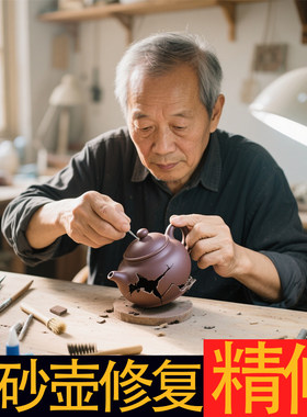 修复修补紫砂壶泥料壶盖壶嘴壶把配盖茶杯无痕金缮粘合剂茶壶锔钉