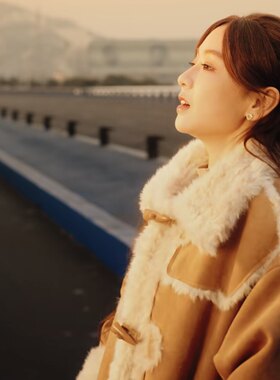 欧洲短剧那年冬至邓灵枢南昭宁同款皮毛一体外套皮绒棉服女衣服潮