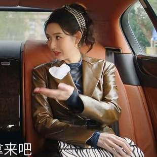 原版突然的喜欢王玉雯林欢儿同款皮衣外套春秋翻领上衣女衣服潮