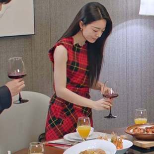 原版骄阳似我赵今麦聂曦光同款必须能连衣裙圆领格子裙子女衣服潮