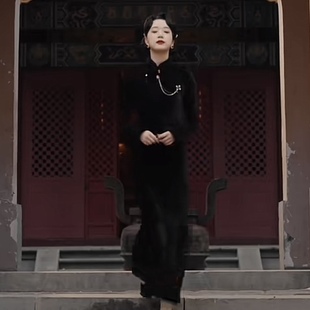 原版短剧大嫂:烽火佳人王小亿颜心同款连衣裙立领旗袍裙子女衣服