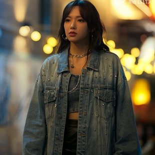 原版人之初程潇龙钰同款牛仔外套春秋翻领夹克上衣女衣服潮