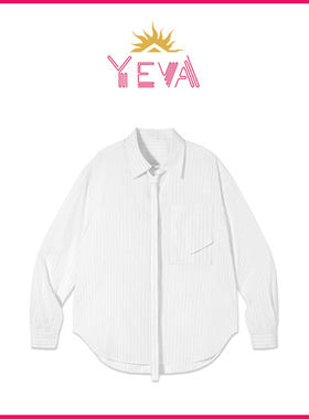 欧洲YEVA【明星同款】可拆卸领带条纹衬衫2026春新款宽松休闲百搭