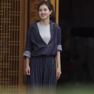 欧洲短剧盛夏芬德拉郭宇欣白清枚同款衬衫上衣v领衬衣裤子女衣服