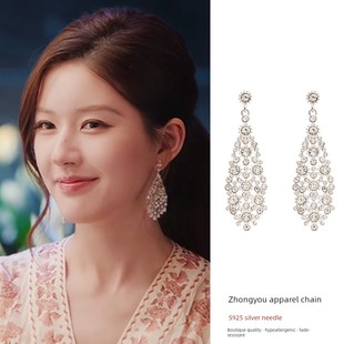 欧洲许我耀眼许妍赵露思同款 耳环银针皓石欧美耳饰小众夸张耳钉耳