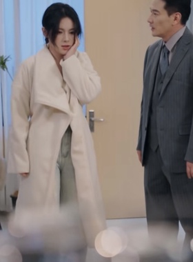 原版短剧攀高枝刘夕语温时宜同款毛呢外套中长款呢子上衣女衣服