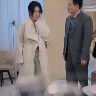 原版短剧攀高枝刘夕语温时宜同款毛呢外套中长款呢子上衣女衣服