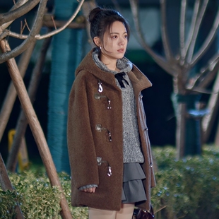 原版骄阳似我赵今麦聂曦光同款牛角扣大衣秋冬中长款羊羔毛外套潮