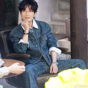 原版快乐老友记陈楚生同款牛仔外套春秋翻领夹克上衣裤子男衣服潮