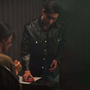 原版轧戏陈星旭肖稚宇同款机车皮衣外套翻领黑色夹克上衣男衣服潮