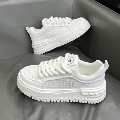 男鞋低帮网面透气厚底增高小白鞋