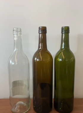 墨绿色透明187ml750ML酒瓶空瓶大容量红酒瓶葡萄酒瓶酿酒瓶手拧盖
