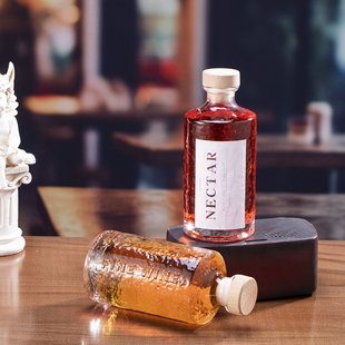 创意新款500ml果酒瓶加厚玻璃酒瓶空瓶1斤装玻璃果饮料瓶密封批发