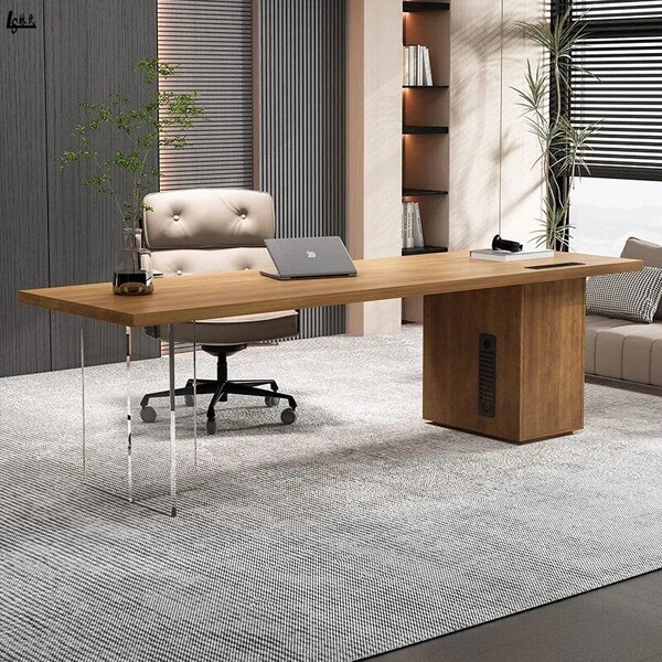实木办公桌现代简约办公室老板桌工作台家用学习桌书桌创意电脑桌