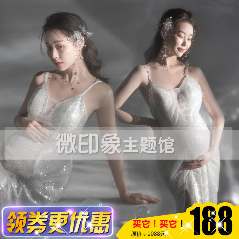 2238展会影楼新款孕妇艺术拍照时尚性感奢华亮片礼服写真主题服装
