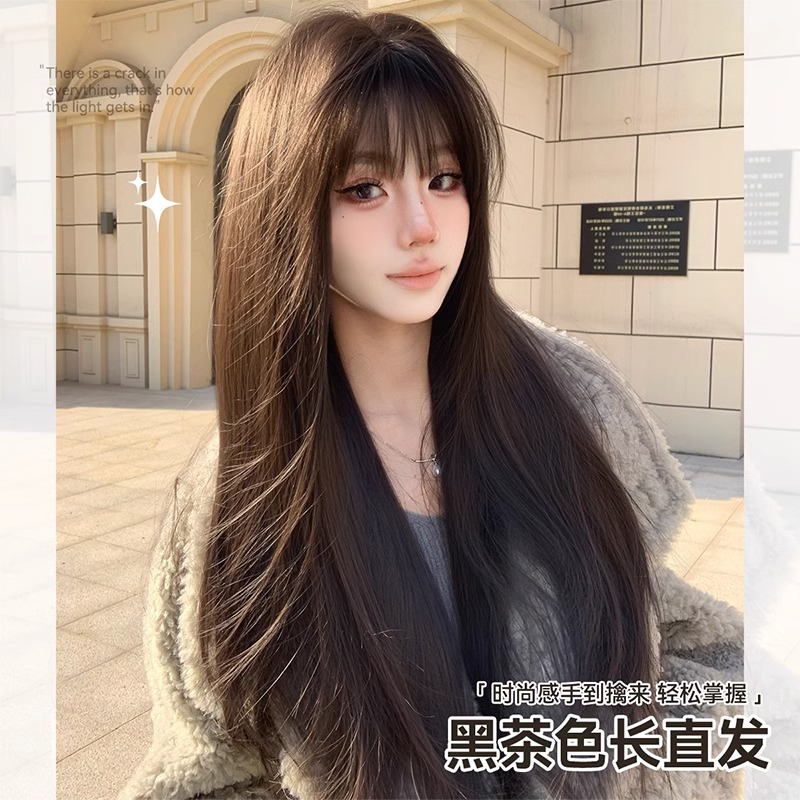 【川上富江】假发女日常自然齐刘海长直发女甜美可爱减龄假发头套