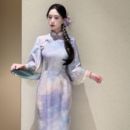 山魅紫云倒大袖 画报夫人原创自制国改良古法旗袍连衣裙