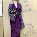 画报夫人原创自制温柔纯欲植绒烧花弹力吊带裙旗袍 不知紫