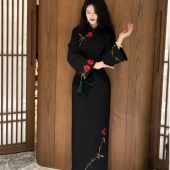 画报夫人原创中式 一支玫瑰少女 弹力西装 刺绣倒大袖