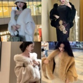 活动画报夫人贵气版 原创自制秋冬厚款 狐狸毛斗篷外套合集