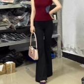 子显瘦 微喇弹力裤 画报夫人原创中式 阔腿裤