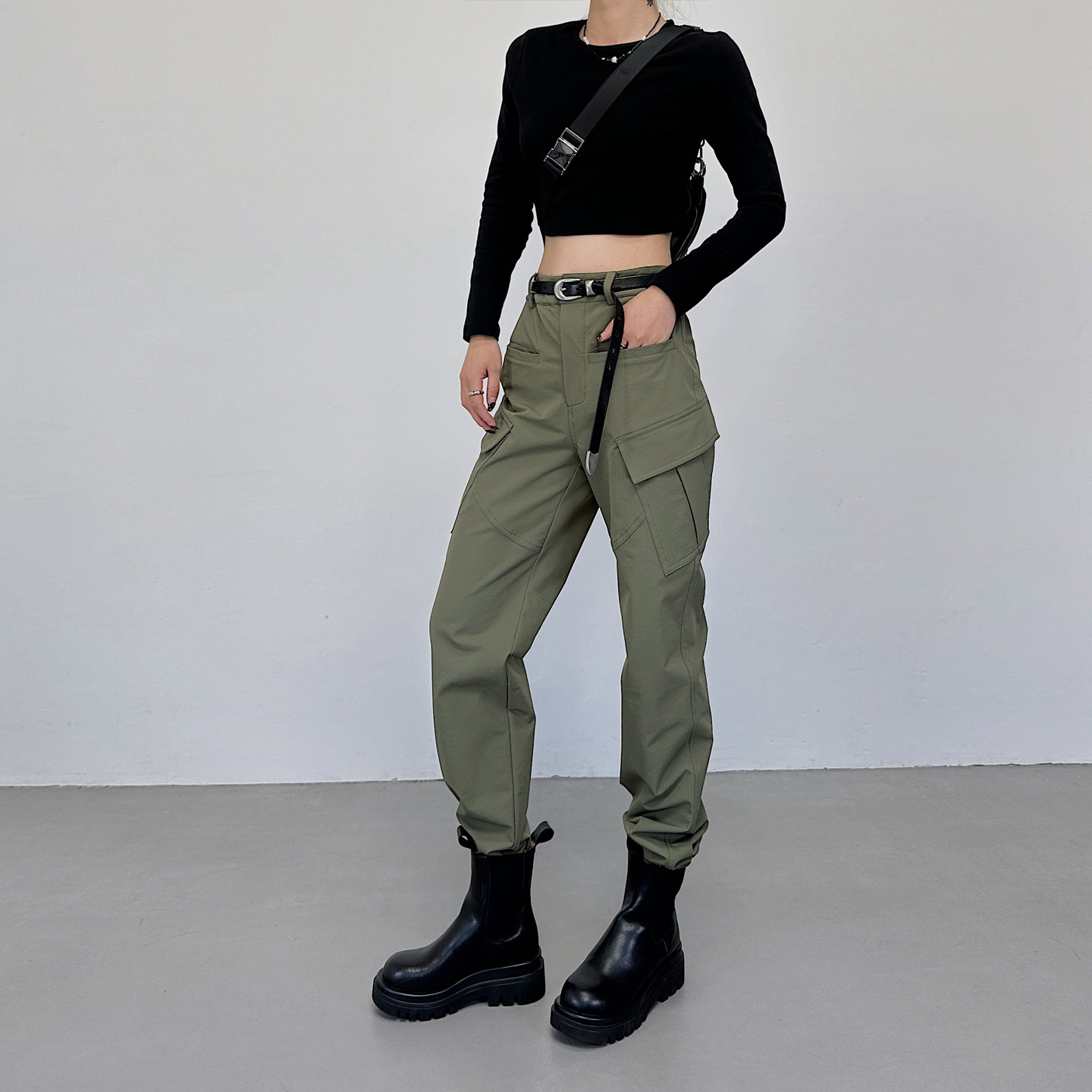 2025新款冬黑色高腰加厚加绒爵士舞裤子直筒工装裤女款长裤休闲裤,女装/女士精品,休闲裤,淘宝优惠券,粉丝福利购,淘宝优惠卷