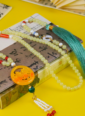 新中式复古璎珞项链马面裙长流苏